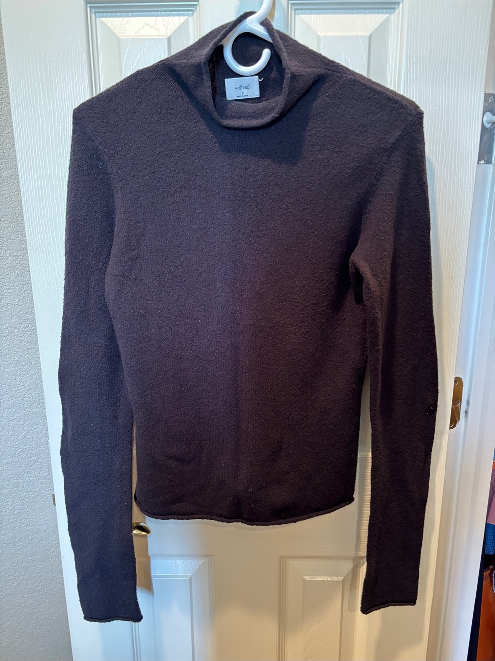 Wilfred Aritzia Cotton Thin-Knit Long Sleeve Mock Neck Sweater - Size M